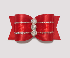 #A7172 - 7/8" Dog Bow - Gorgeous Showy Red w/Silver, Rhinestones #A7172 - 7/8" Dog Bow - Gorgeous Showy Red w/Silver, Rhinestones
